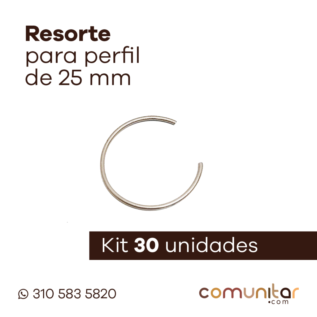 Resorte para perfil abarible de 25 mm kit por 30 unidades