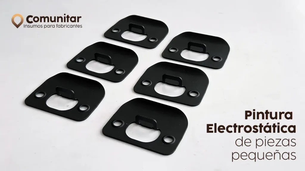 Pintura Electrostática de piezas pequeñas soportes negro mate