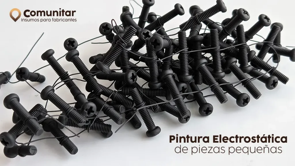 Pintura electrostatica de piezas pequenas tornillos negros
